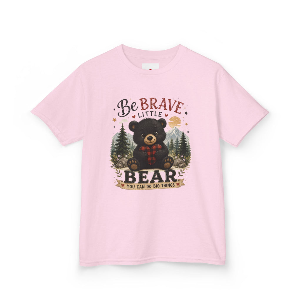 Kids T‑Shirt — "Be Brave Little Bear" Cute Woodland Bear Tee for Children, Inspirational Adventure Gift