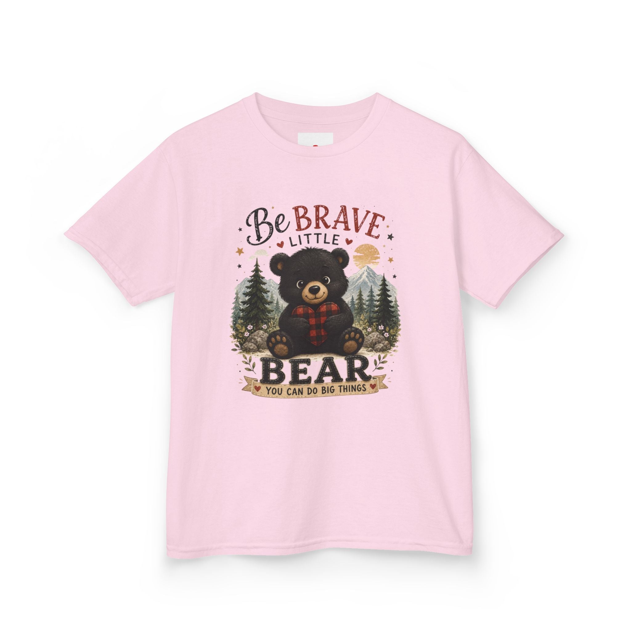 Kids T‑Shirt — "Be Brave Little Bear" Cute Woodland Bear Tee for Children, Inspirational Adventure Gift