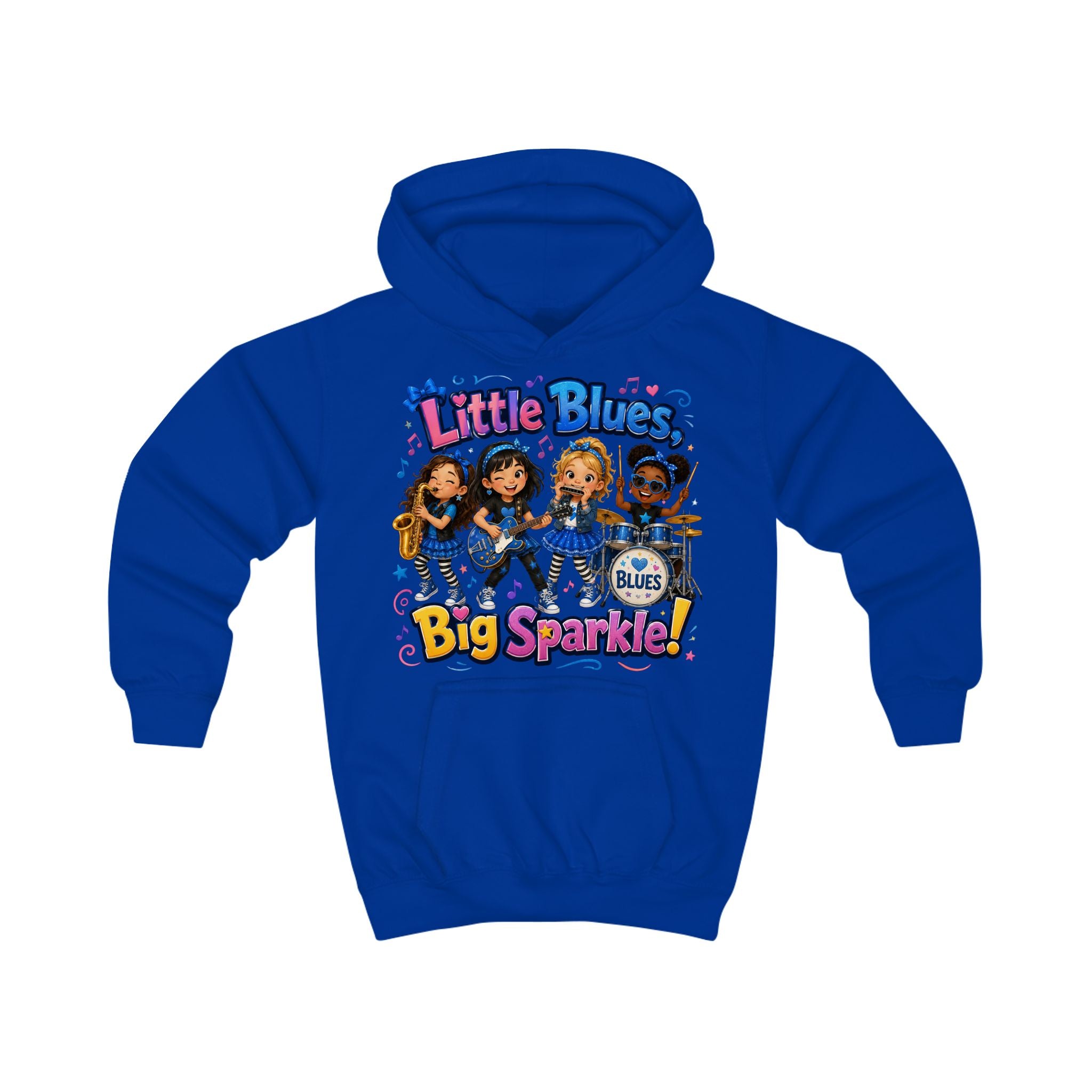 Little Blues Big Sparkle Kids Hoodie — Cute Girls Band Music Pullover
