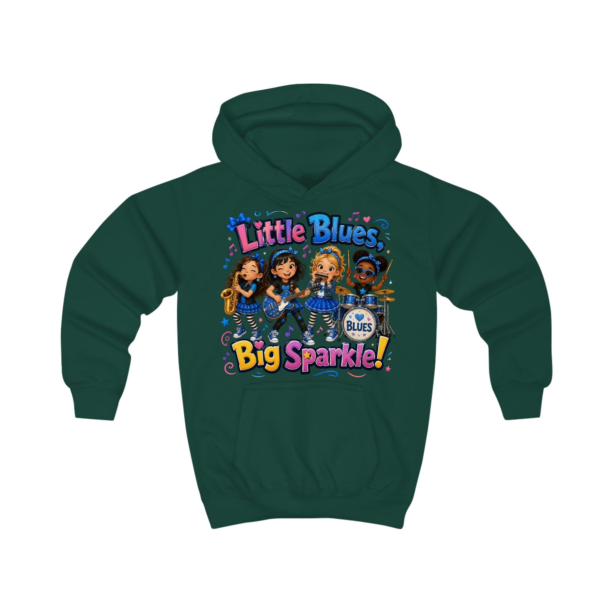 Little Blues Big Sparkle Kids Hoodie — Cute Girls Band Music Pullover