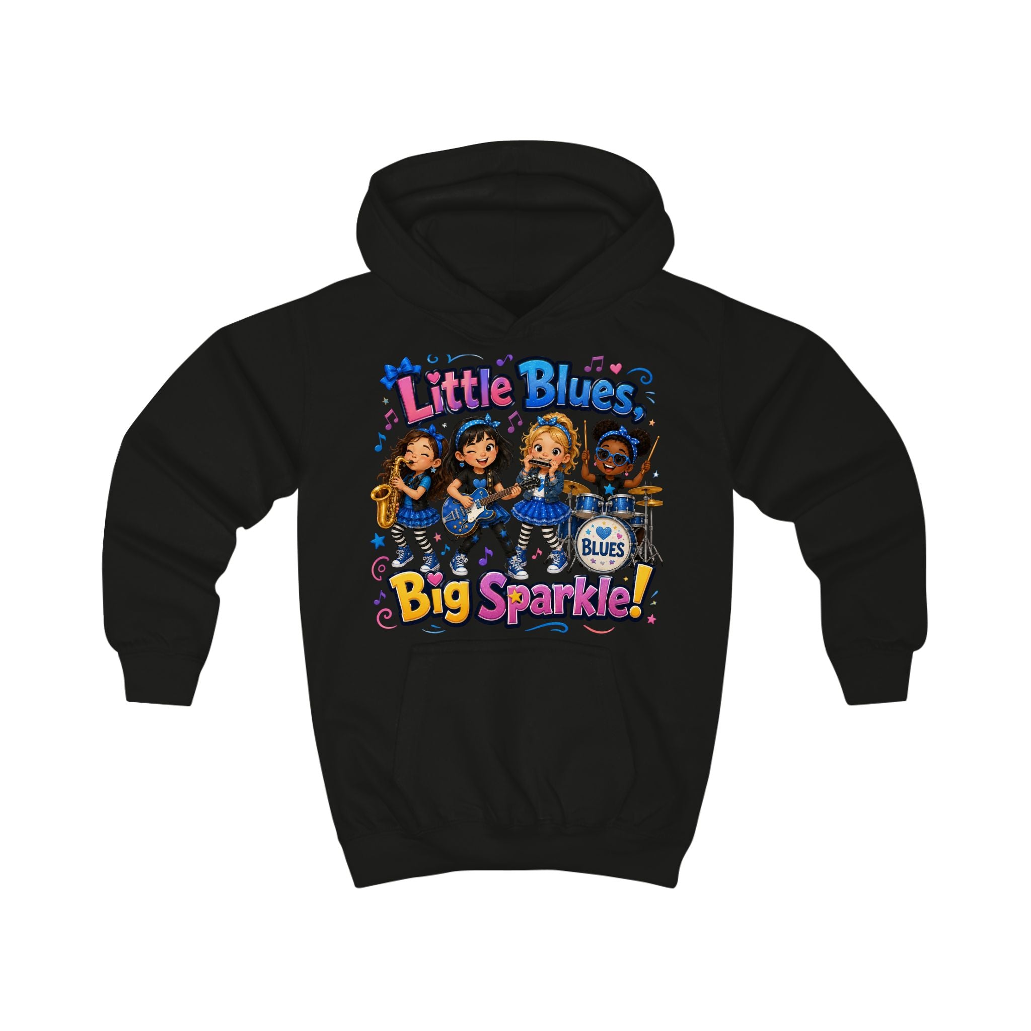 Little Blues Big Sparkle Kids Hoodie — Cute Girls Band Music Pullover