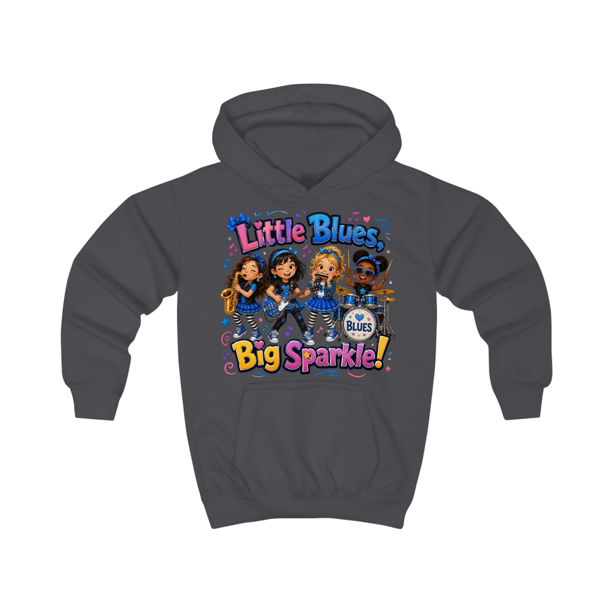 Little Blues Big Sparkle Kids Hoodie — Cute Girls Band Music Pullover