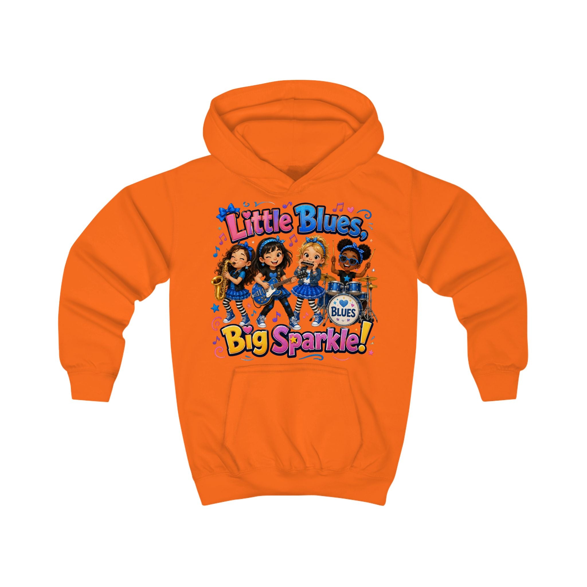 Little Blues Big Sparkle Kids Hoodie — Cute Girls Band Music Pullover