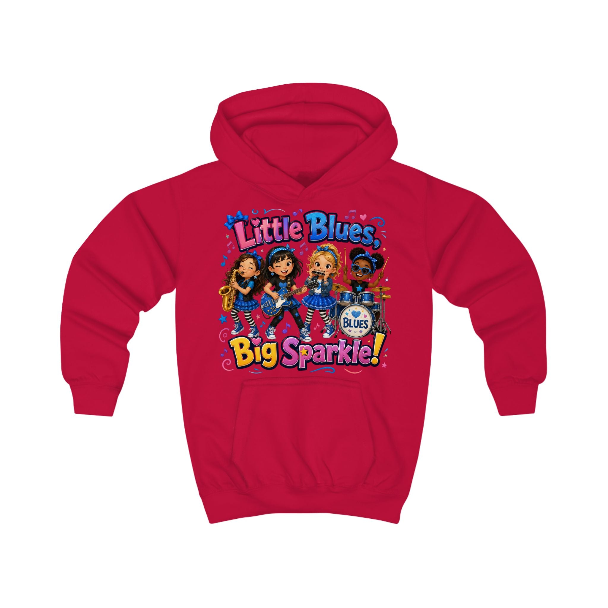 Little Blues Big Sparkle Kids Hoodie — Cute Girls Band Music Pullover