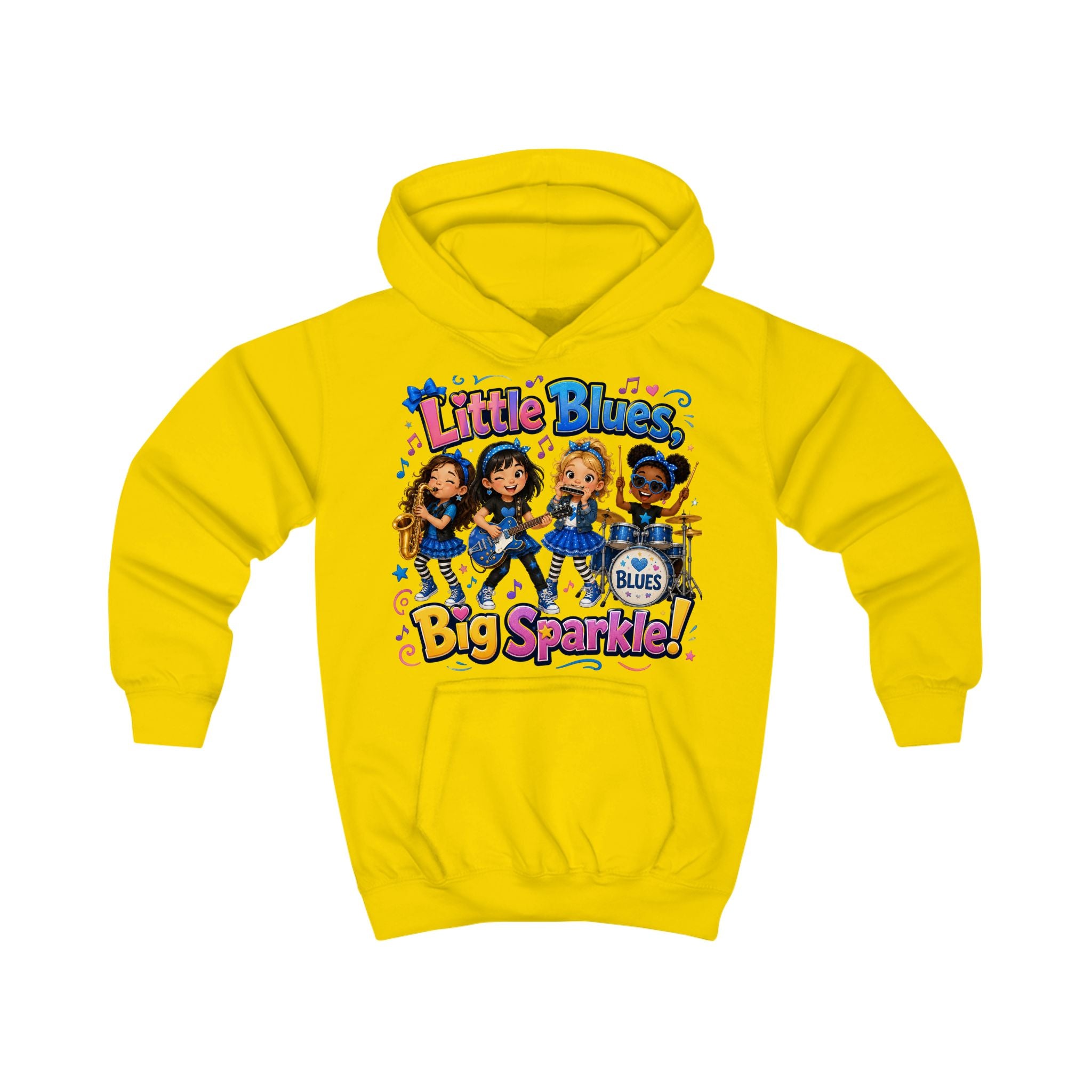 Little Blues Big Sparkle Kids Hoodie — Cute Girls Band Music Pullover