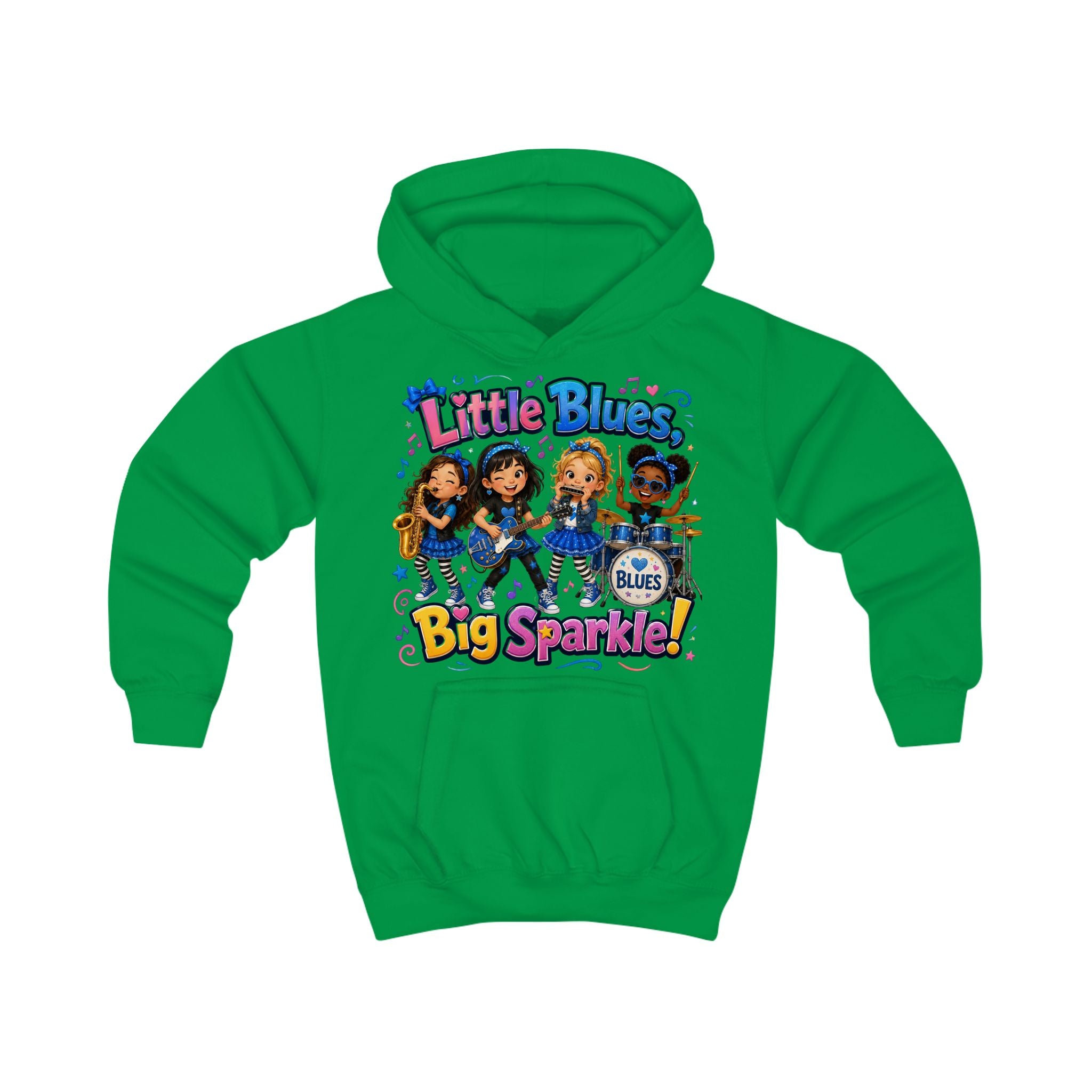 Little Blues Big Sparkle Kids Hoodie — Cute Girls Band Music Pullover