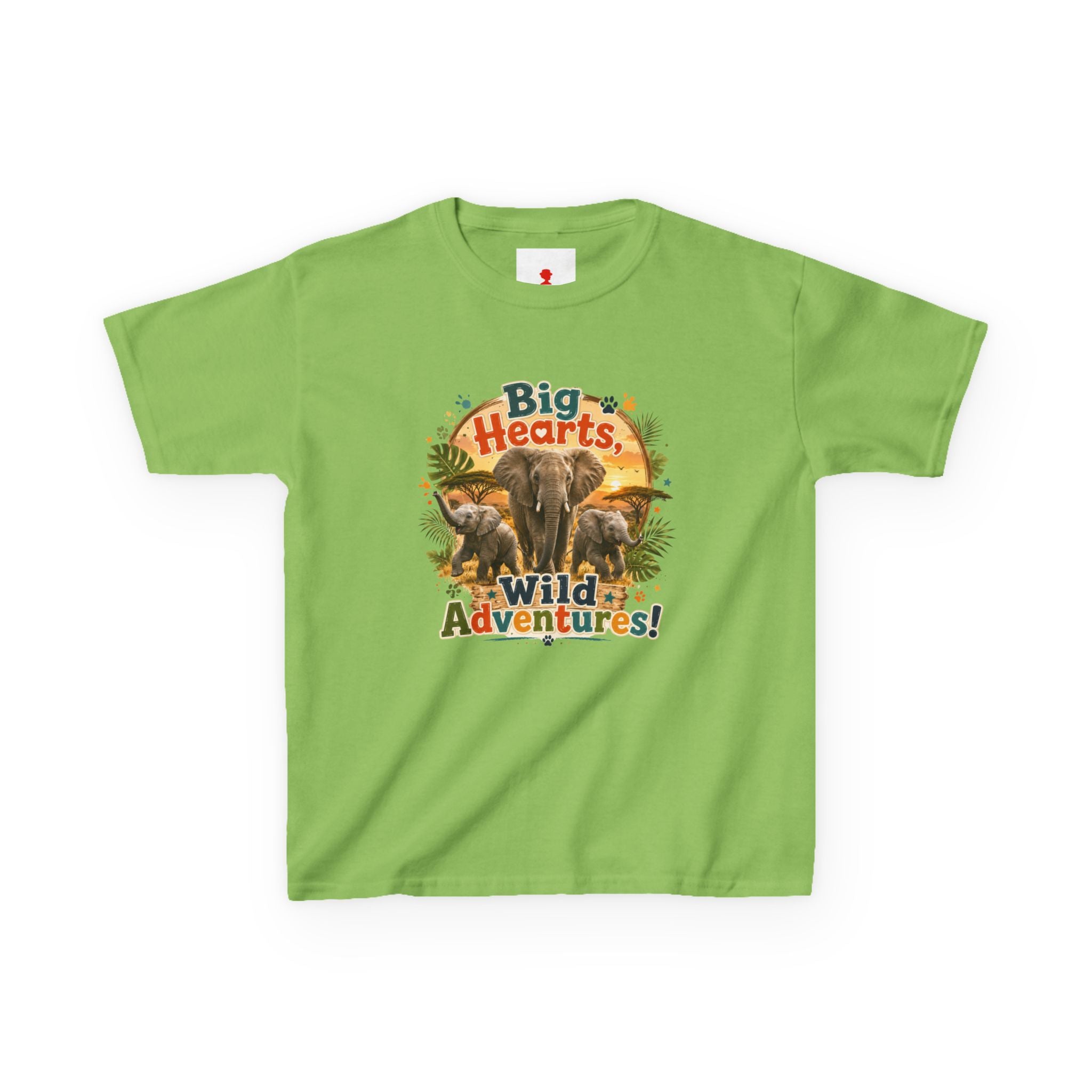 Kids T-Shirt — “Big Hearts, Wild Adventures!” Elephant Safari Shirt for Kids, Cute Animal Adventure Tee