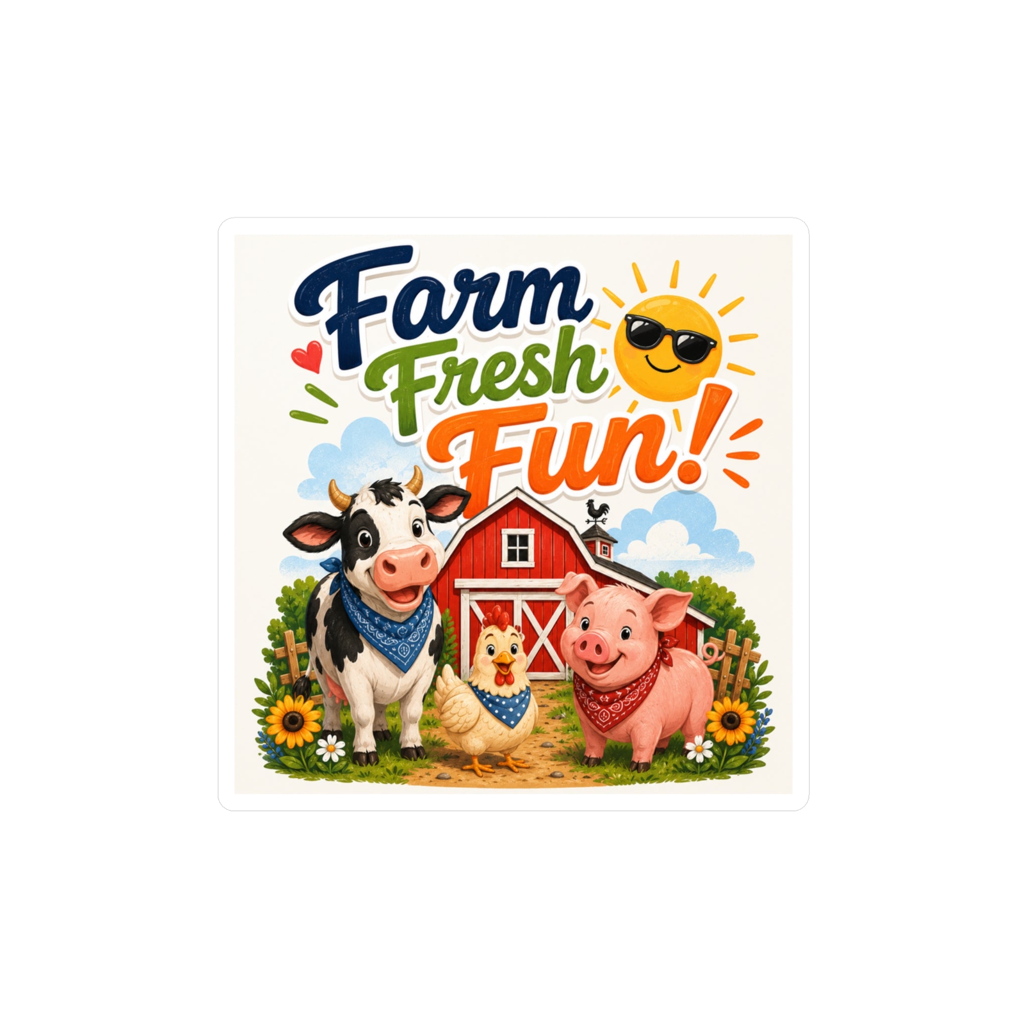 Farm Fresh Fun! Vinyl Sticker — Cute Barnyard Animal Decal