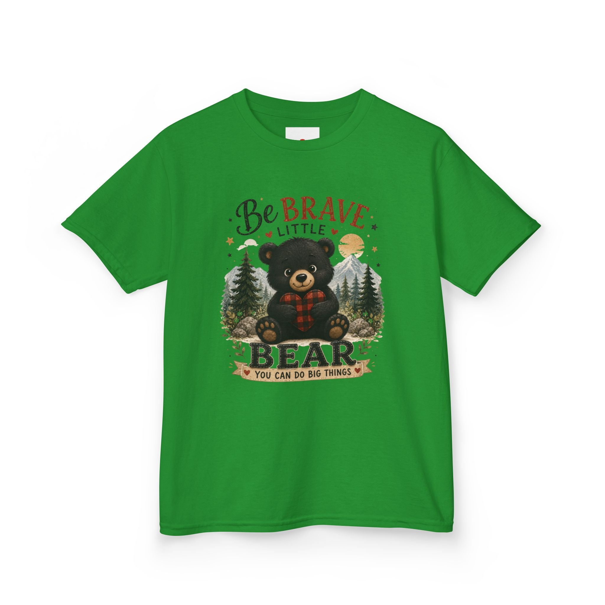 Kids T‑Shirt — "Be Brave Little Bear" Cute Woodland Bear Tee for Children, Inspirational Adventure Gift