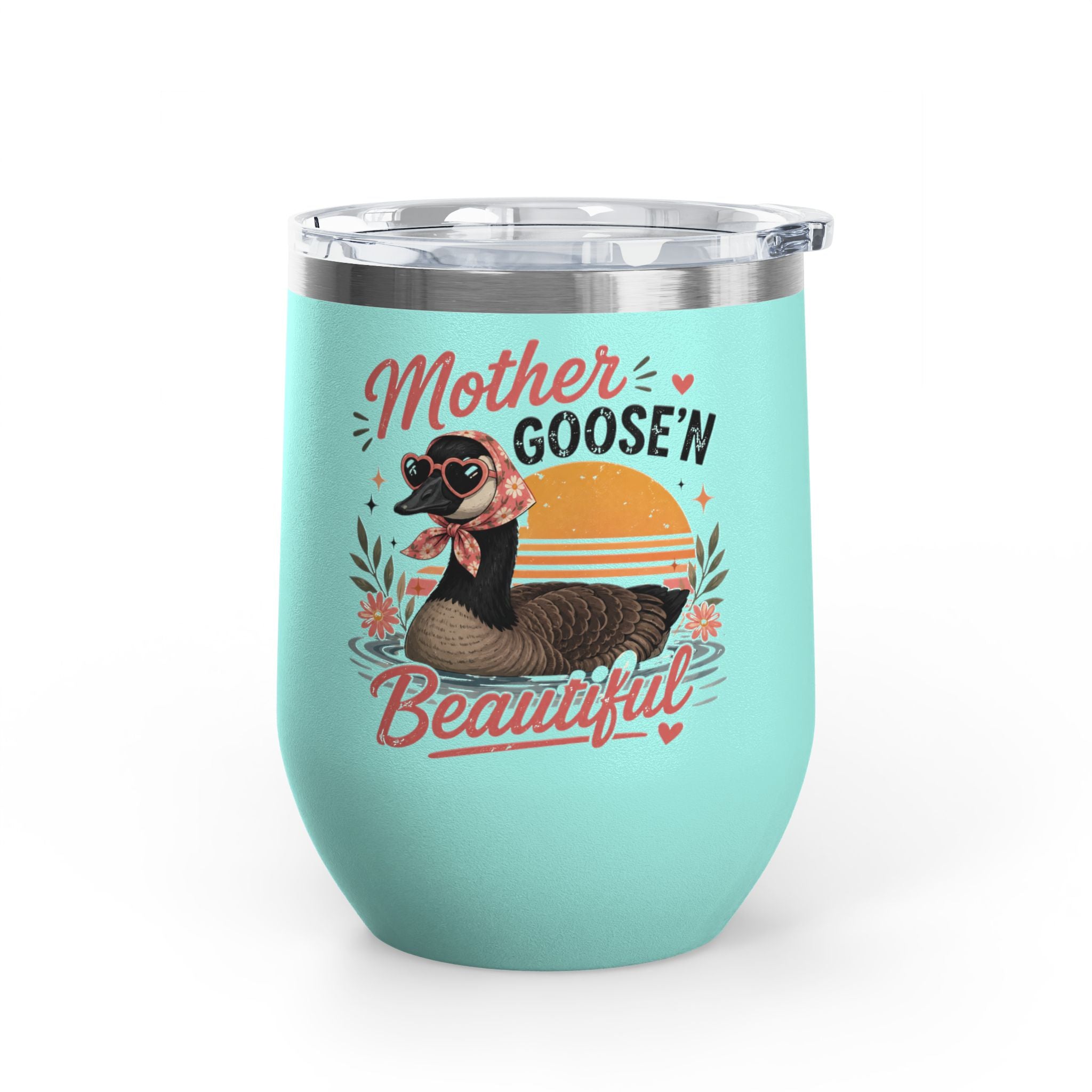 "Mother Goose'n Beautiful" Floral Canada Goose Tumbler, 12oz