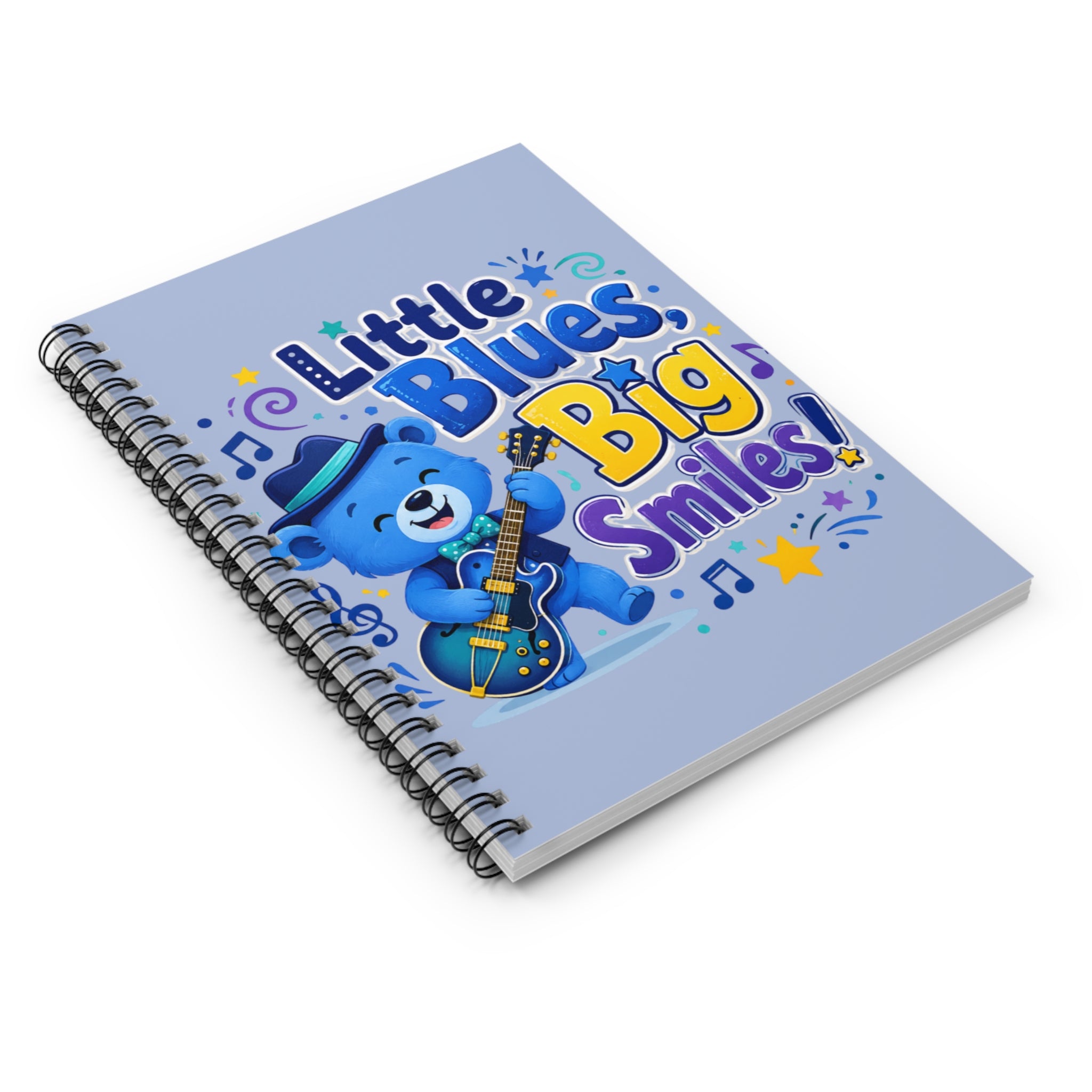 Notebook — "Little Blues, Big Smiles" Cute Blue Bear Guitar Journal