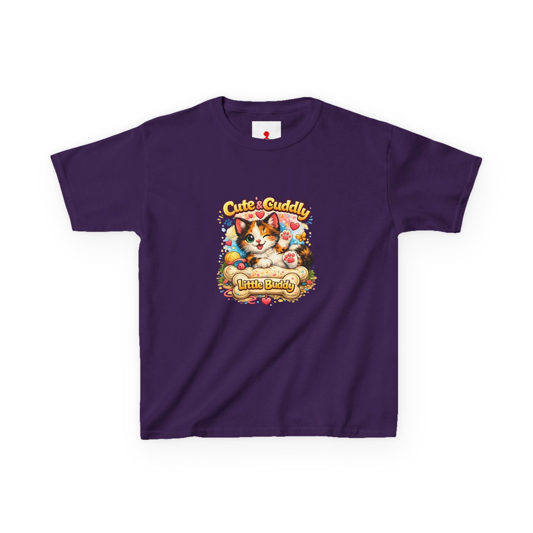 Kids T-Shirt — "Cute & Cuddly Little Buddy" Cat Graphic Tee