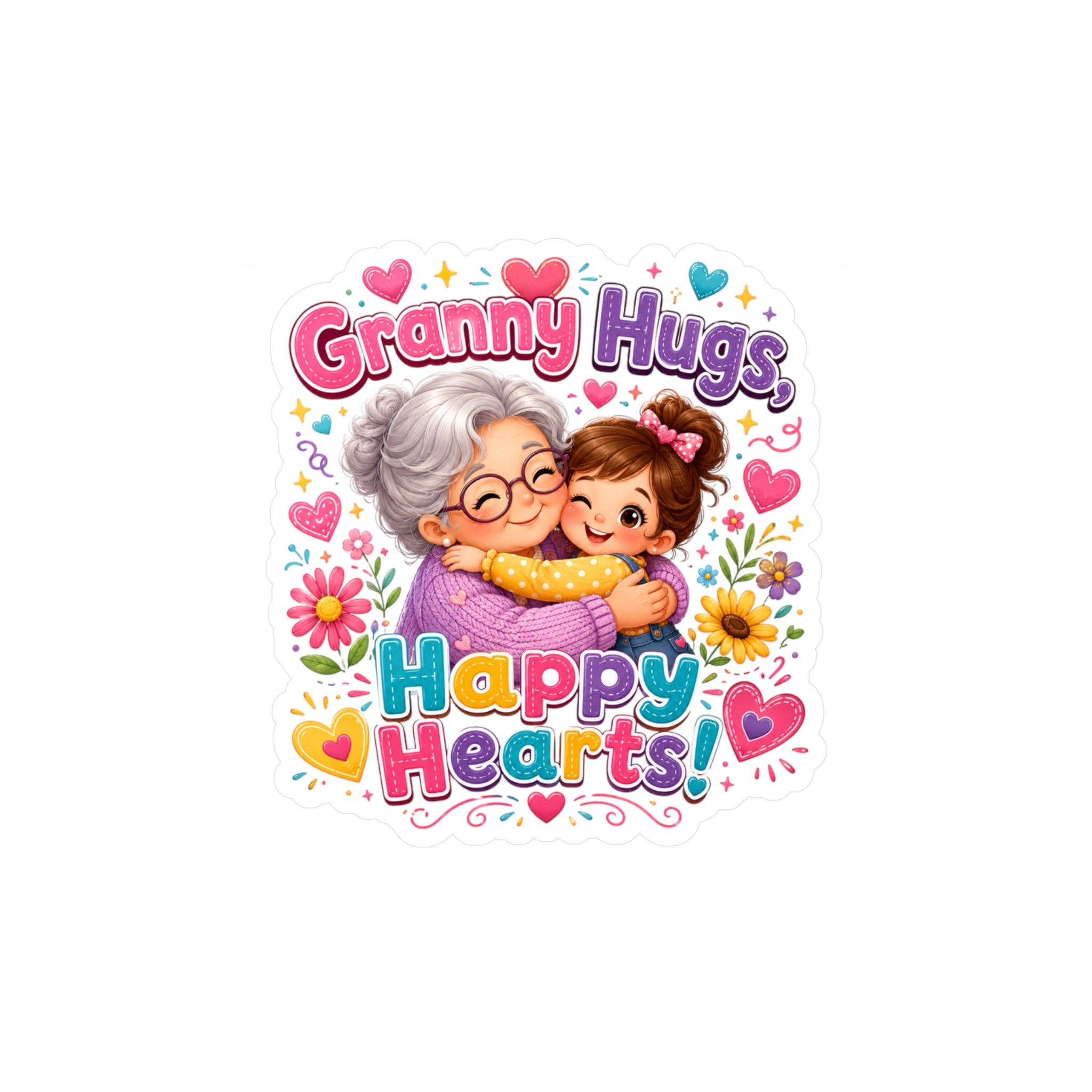 Granny Hugs Happy Hearts Vinyl Sticker
