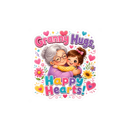 Granny Hugs Happy Hearts Vinyl Sticker