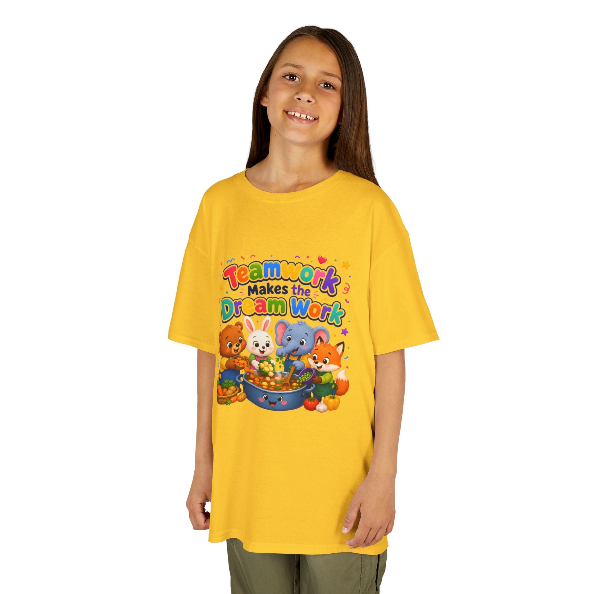 Kids Tee — “Teamwork Makes the Dream Work” Cute Animal Classroom Shirt