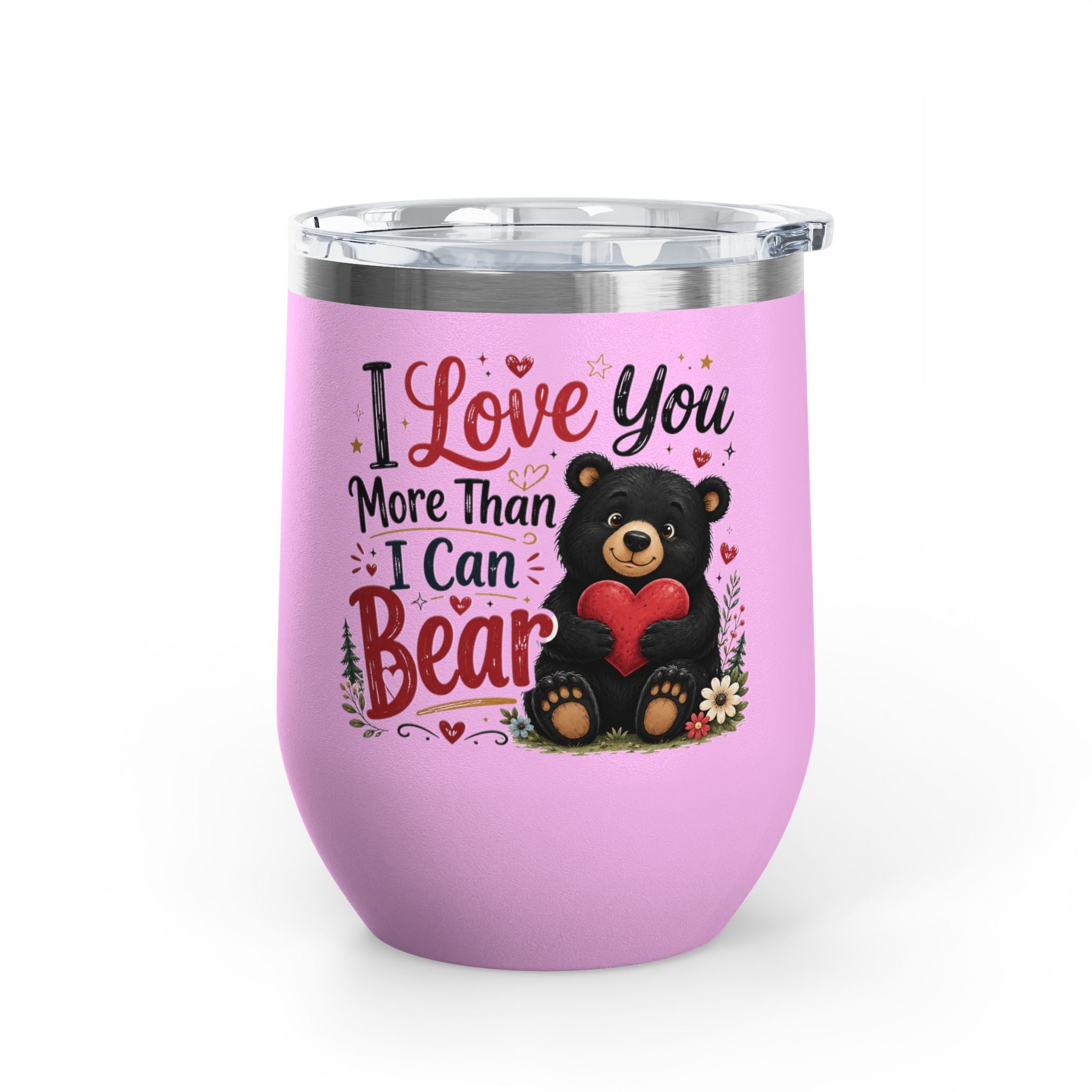 “I Love You More Than I Can Bear” Cute Bear Glass, 12oz