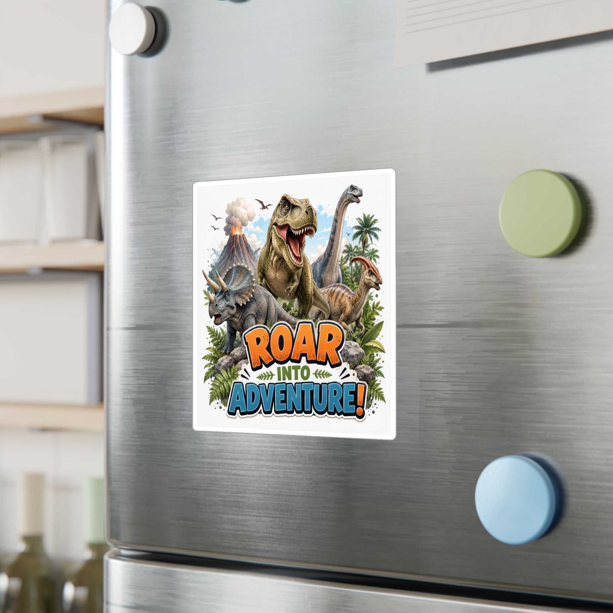 Roar Into Adventure! Dinosaur Kiss-Cut Vinyl Sticker