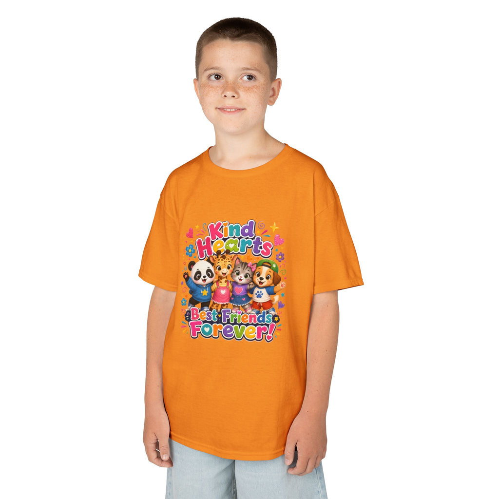 Kids Tee — "Kind Hearts Best Friends Forever" Colorful Cartoon Animals