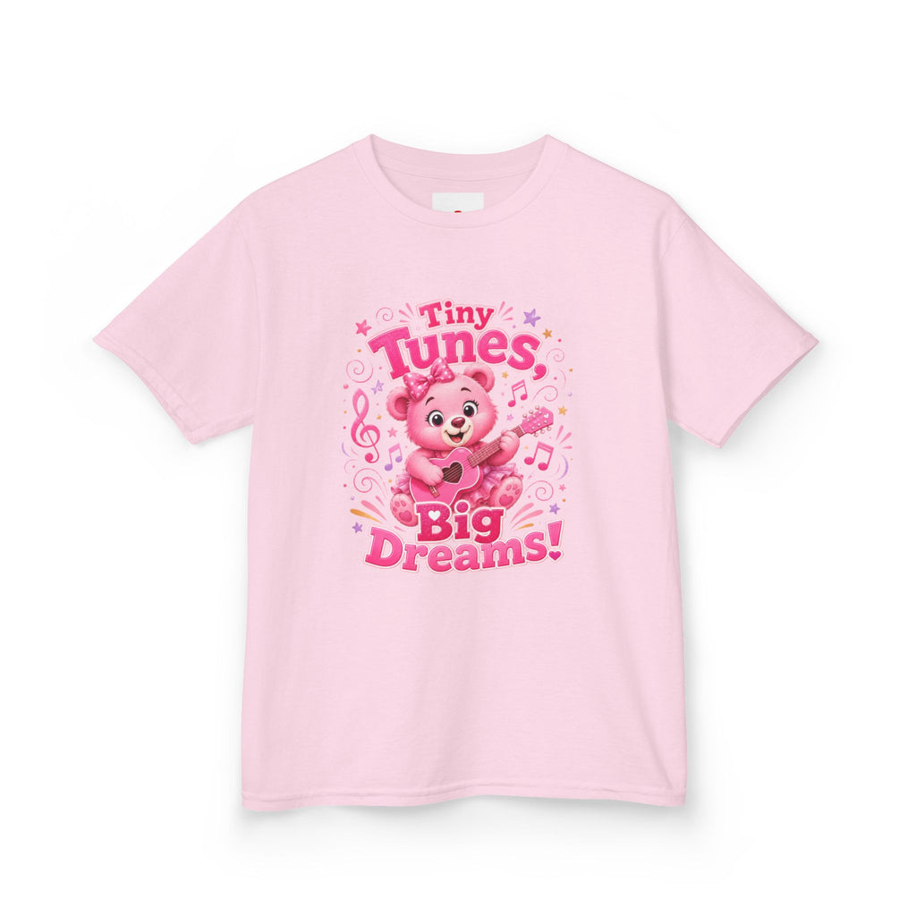 Kids T-Shirt — "Tiny Tunes, Big Dreams" Cute Pink Bear Music Tee