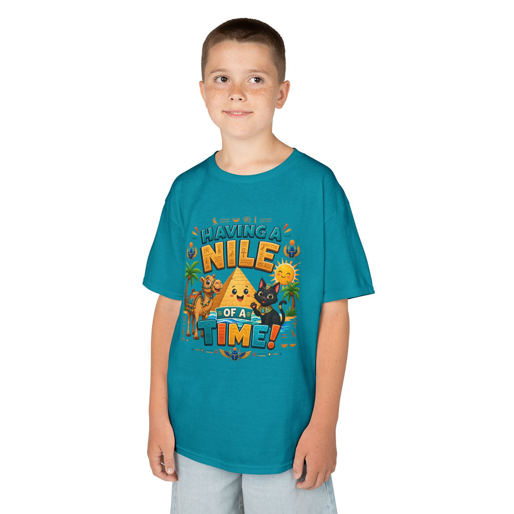 Having a Nile of a Time Kids Tee | Camel Pyramid Desert Cartoon