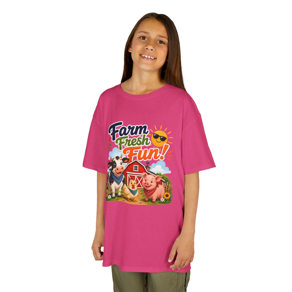 Kids Farm T-Shirt — "Farm Fresh Fun!" Cute Cow & Pig Toddler Tee