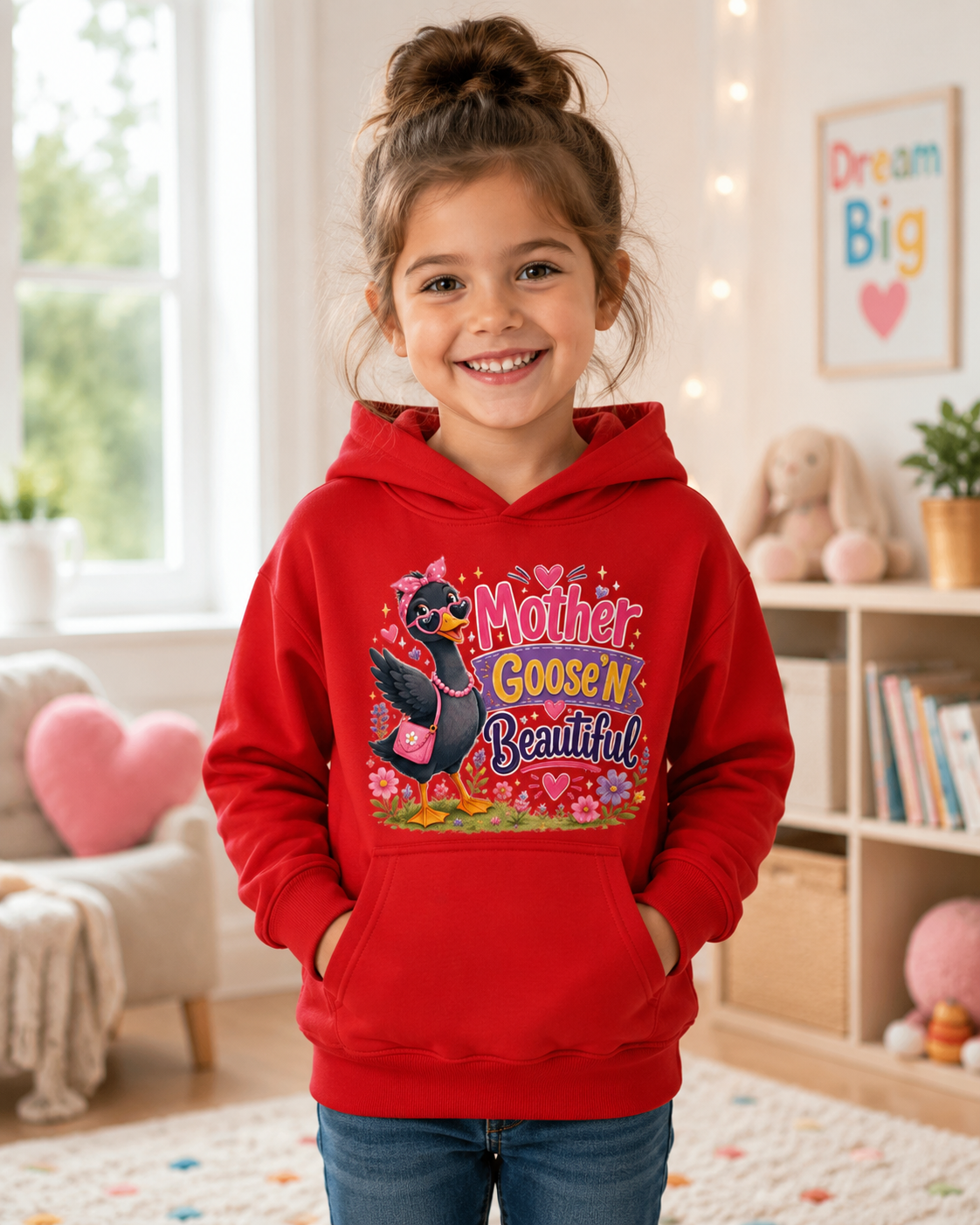 Mother Goose'n Beautiful Kids Hoodie — Cute Nursery Rhyme Goose Graphic Pullover