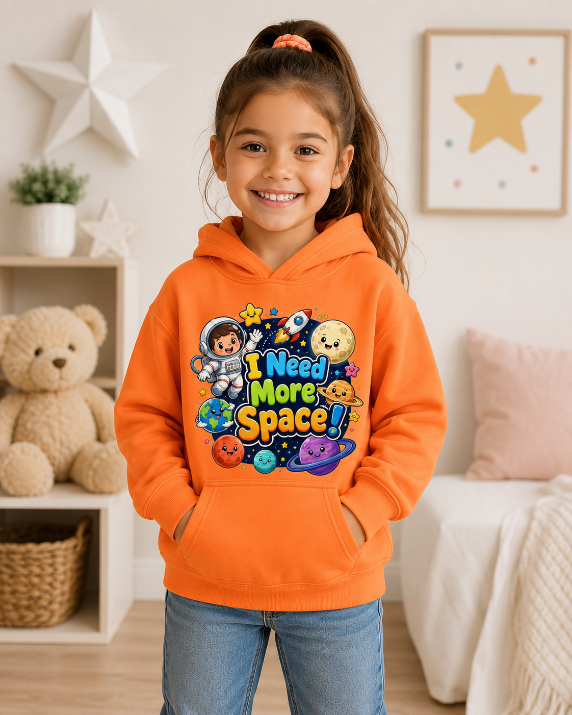 Kids Hoodie - "I Need More Space!" Cute Space Explorer Sweatshirt for Boys & Girls