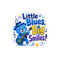 Little Blues Big Smiles Sticker — Cute Guitar Bear Kiss-Cut Vinyl Decal