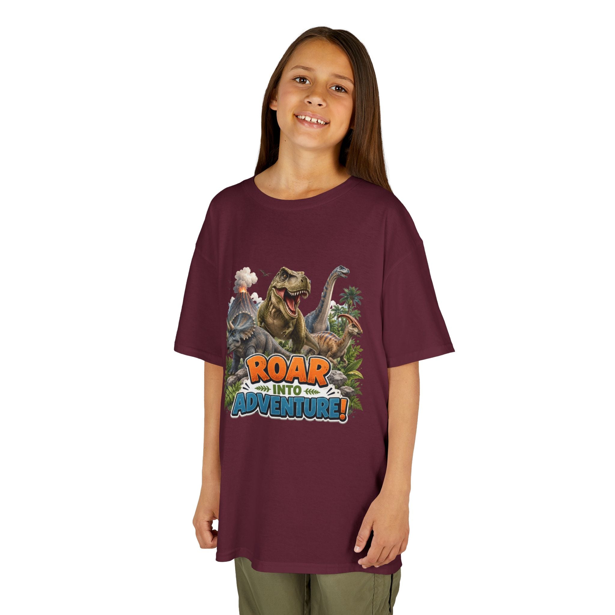 Kids Dinosaur Tee - "Roar Into Adventure" Graphic Shirt for Boys & Girls