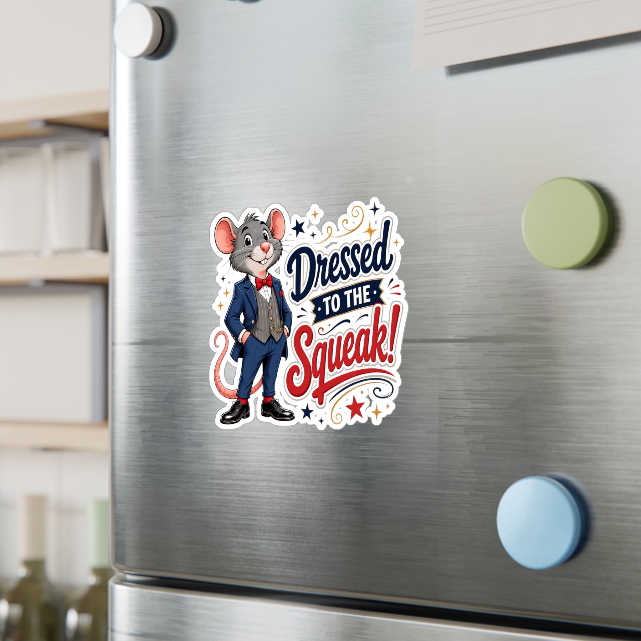 Dressed to the Squeak! Mouse Vinyl Sticker — Cute Dapper Character Kiss-Cut Decal