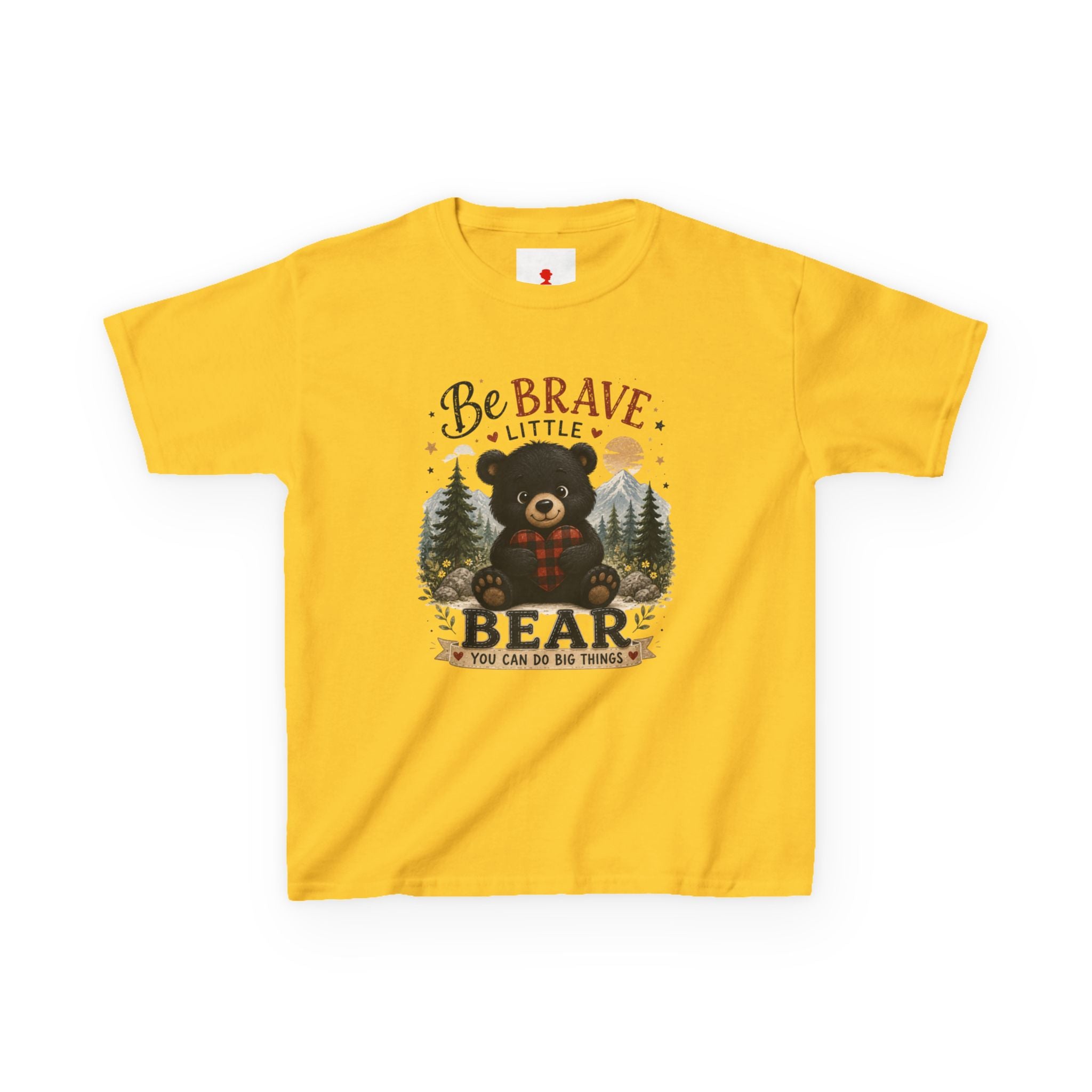 Kids T‑Shirt — "Be Brave Little Bear" Cute Woodland Bear Tee for Children, Inspirational Adventure Gift
