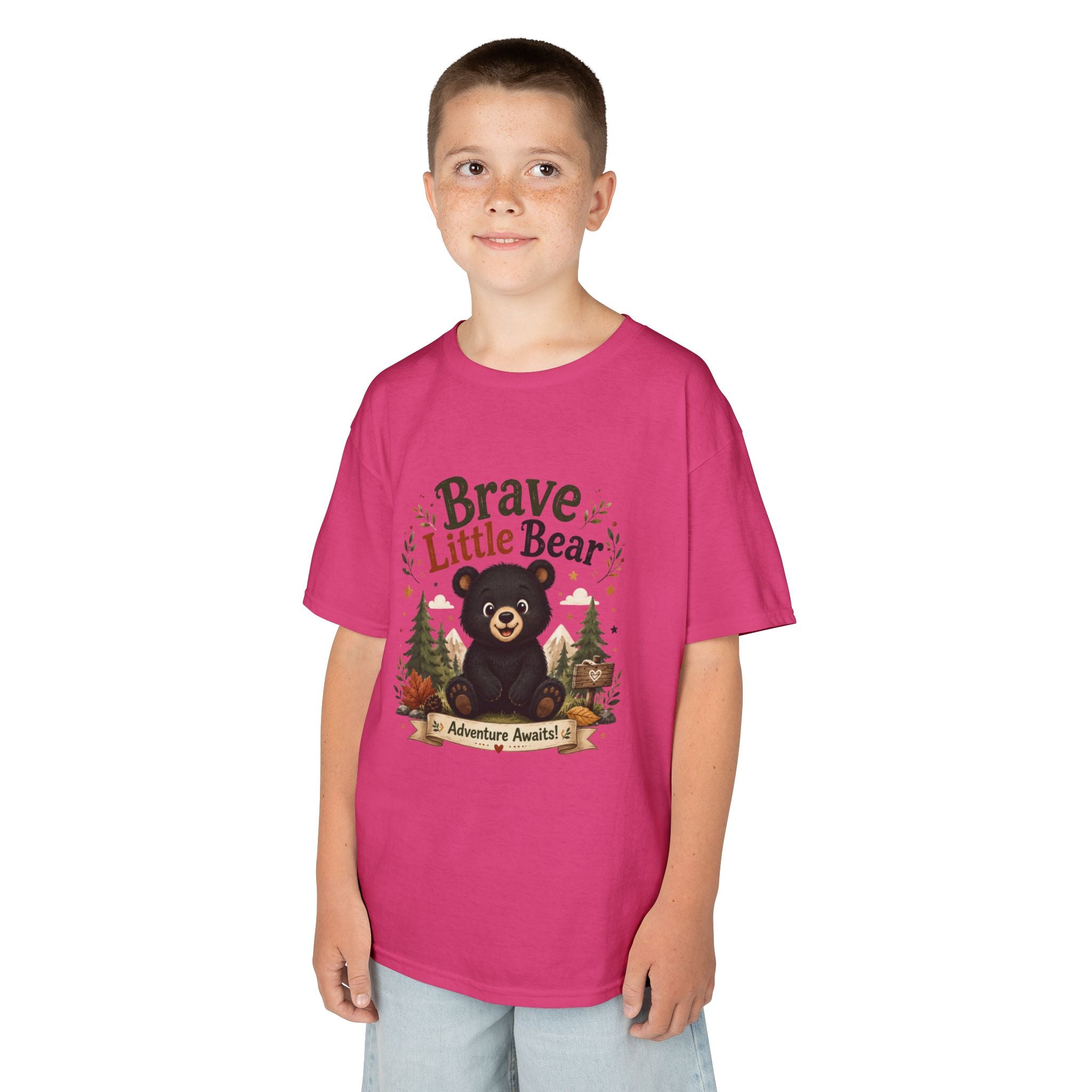 Kids Tee — "Brave Little Bear" Adventure Graphic Shirt