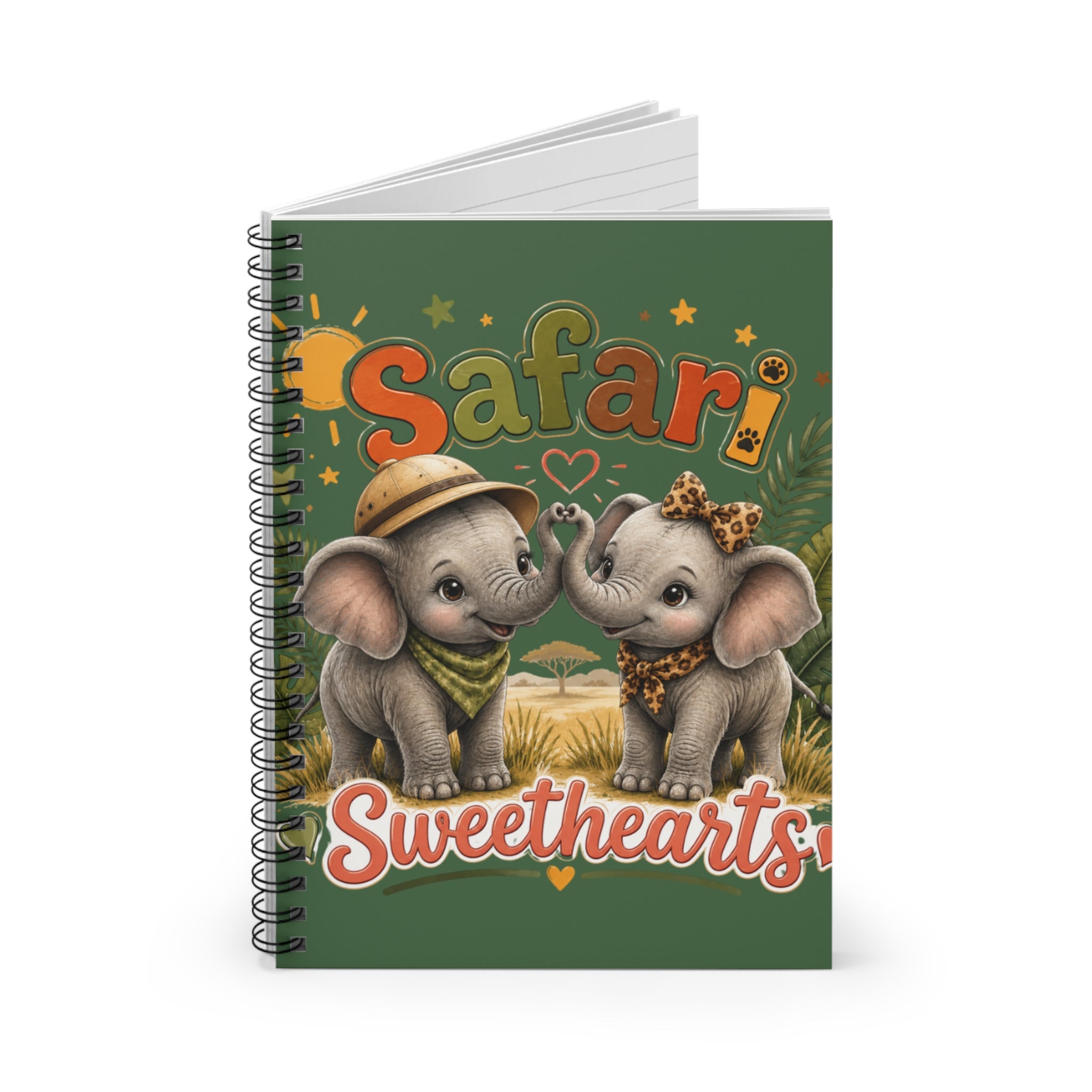 Safari Sweethearts Spiral Notebook — Cute Elephant Ruled Journal