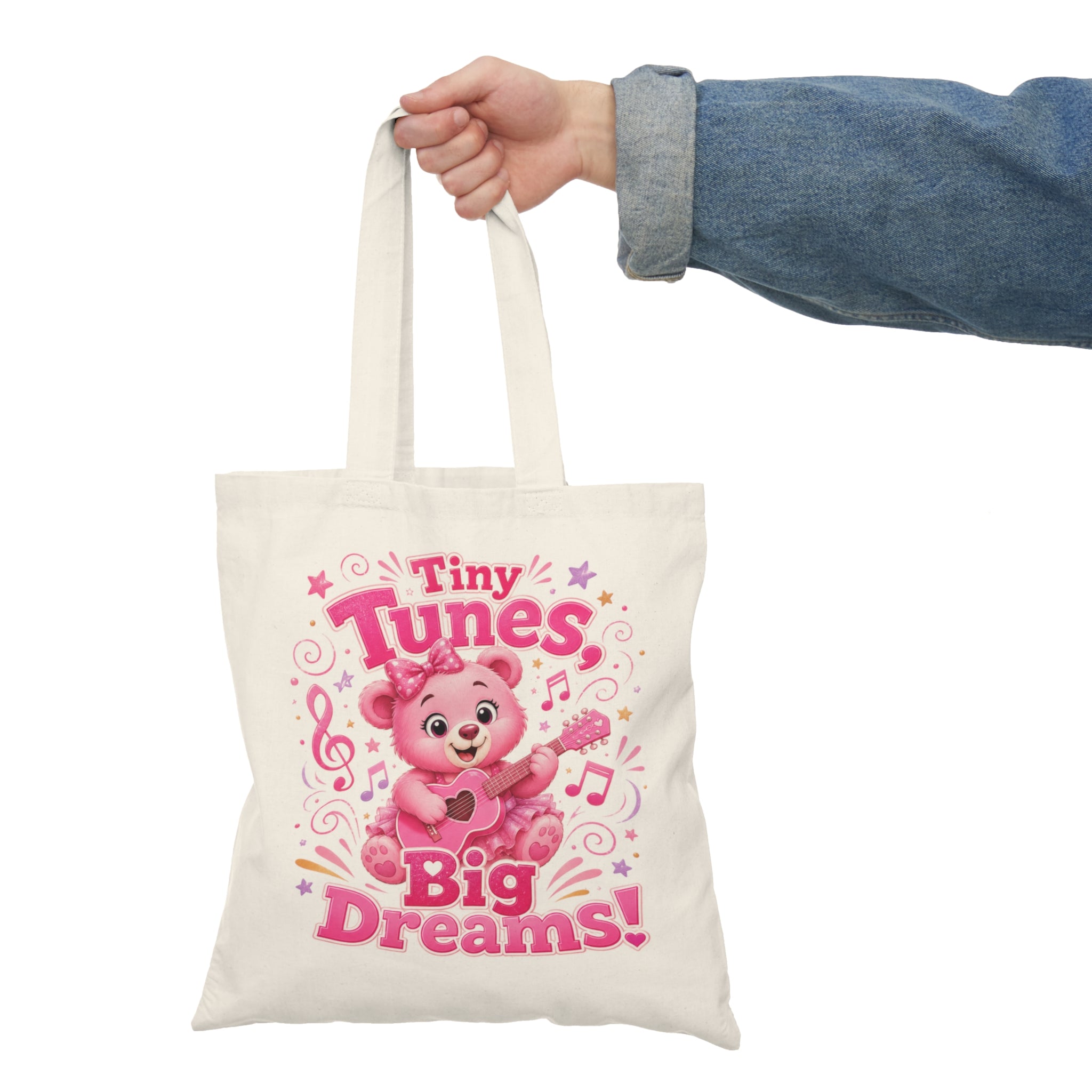 Cute Pink Bear Tote Bag – "Tiny Tunes, Big Dreams" Kids Music Tote