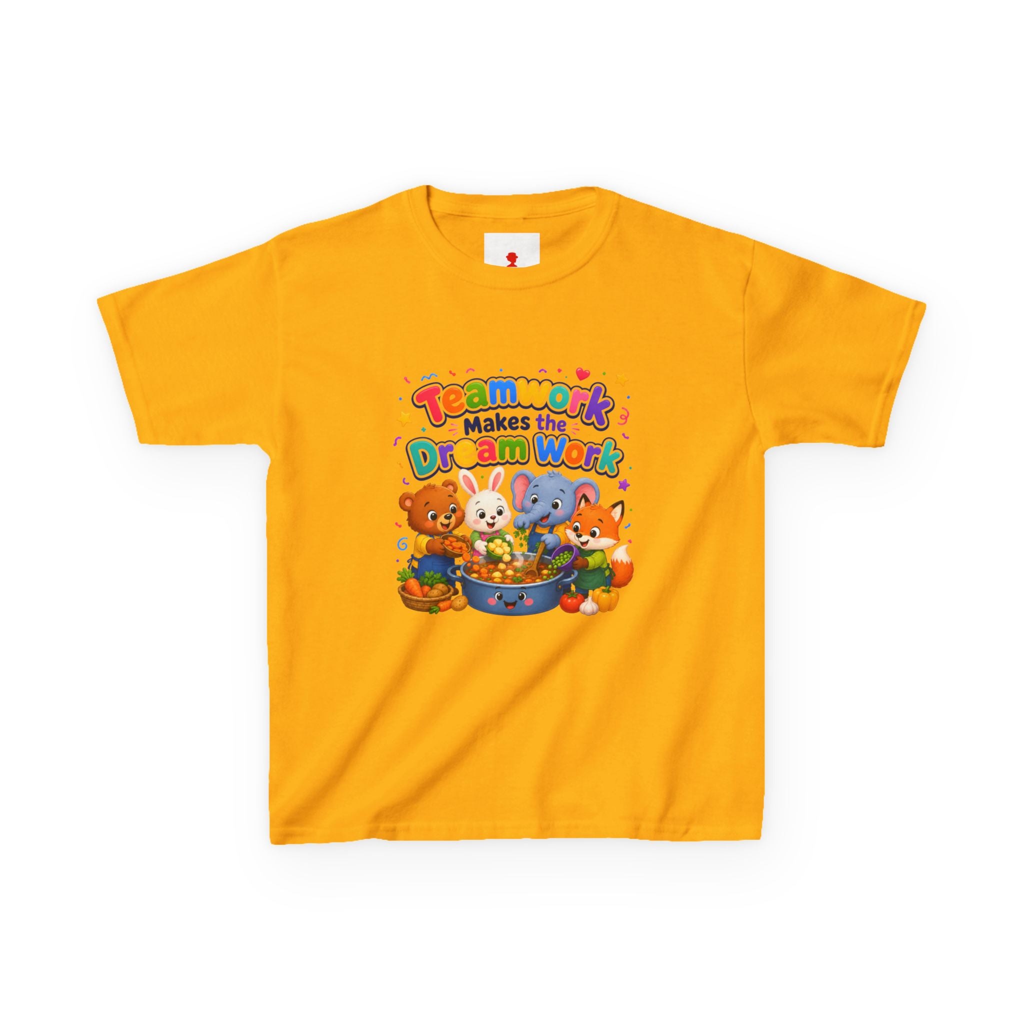 Kids Tee — “Teamwork Makes the Dream Work” Cute Animal Classroom Shirt
