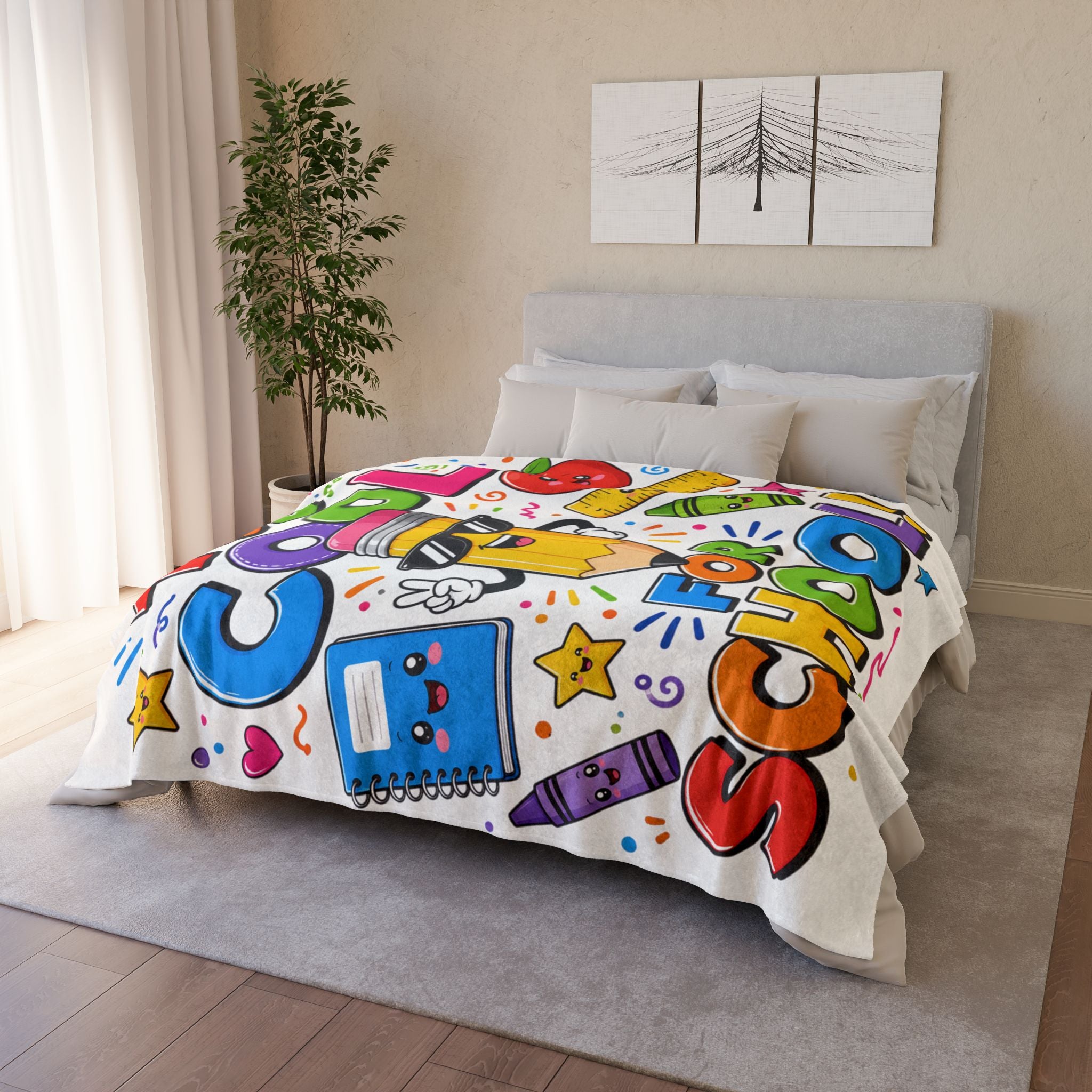 Too Cool For School Blanket — Cute Back to School Kids Throw