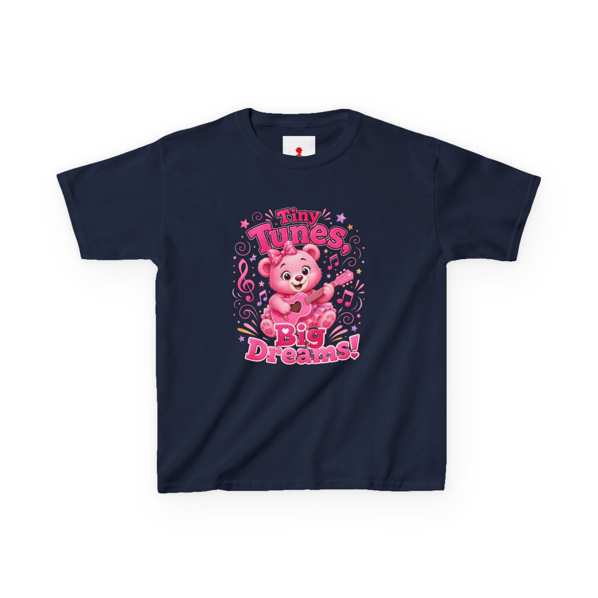 Kids T-Shirt — "Tiny Tunes, Big Dreams" Cute Pink Bear Music Tee