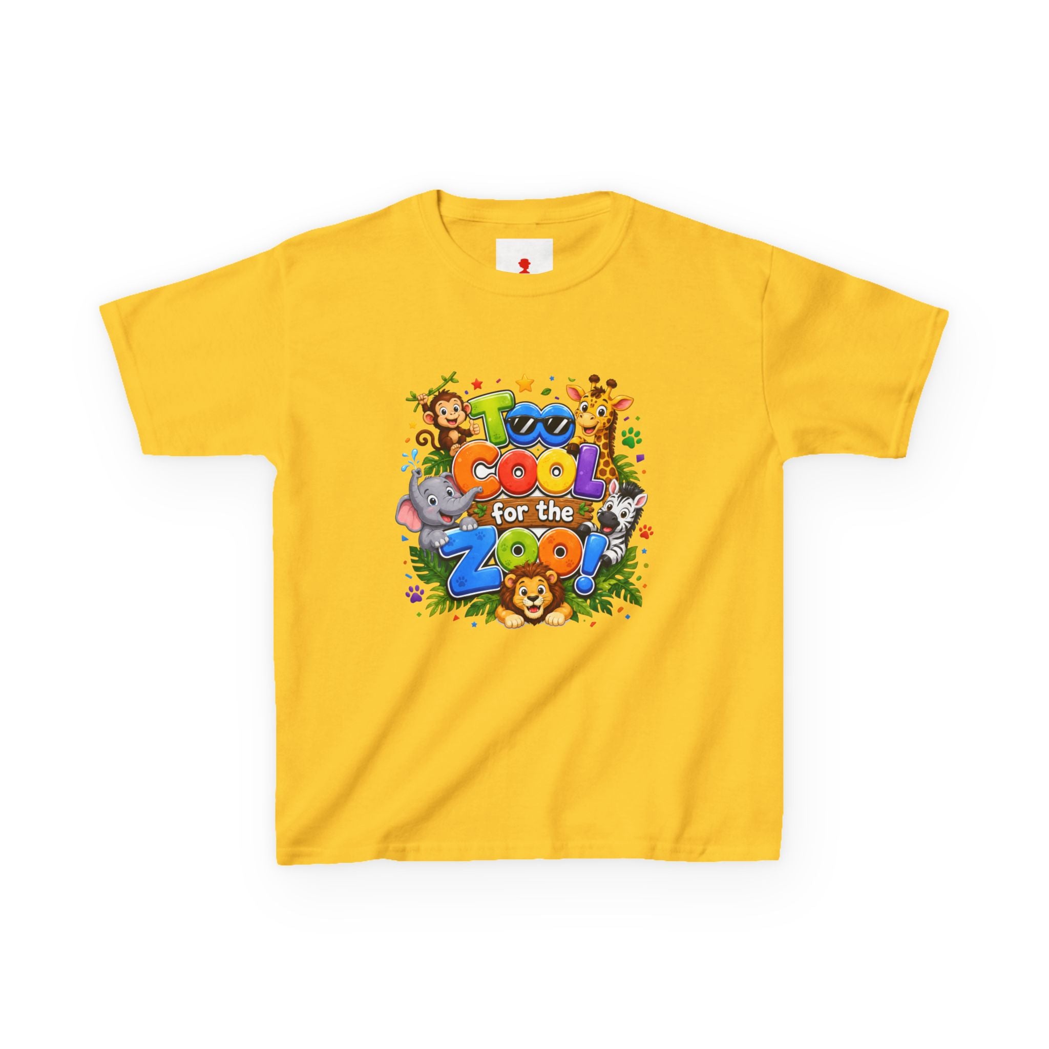 Kids Tee — "Too Cool for the Zoo" Colorful Animal Graphic