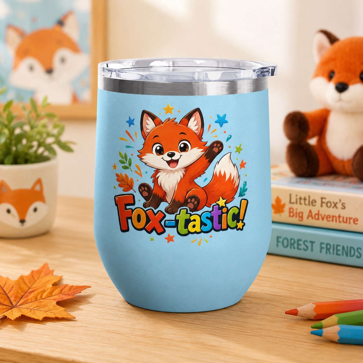 Fox-tastic! Cute Fox 12oz Insulated Tumbler (Fun Animal Gift)