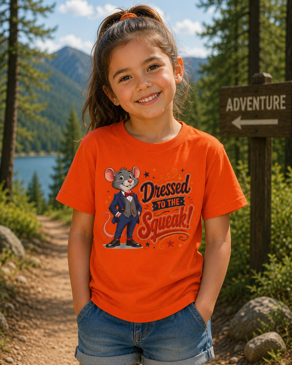 Kids Tee — "Dressed to the Squeak" Cartoon Mouse Graphic