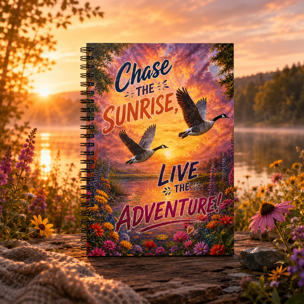Adventure Spiral Notebook — "Chase the Sunrise, Live the Adventure" Ruled Journal