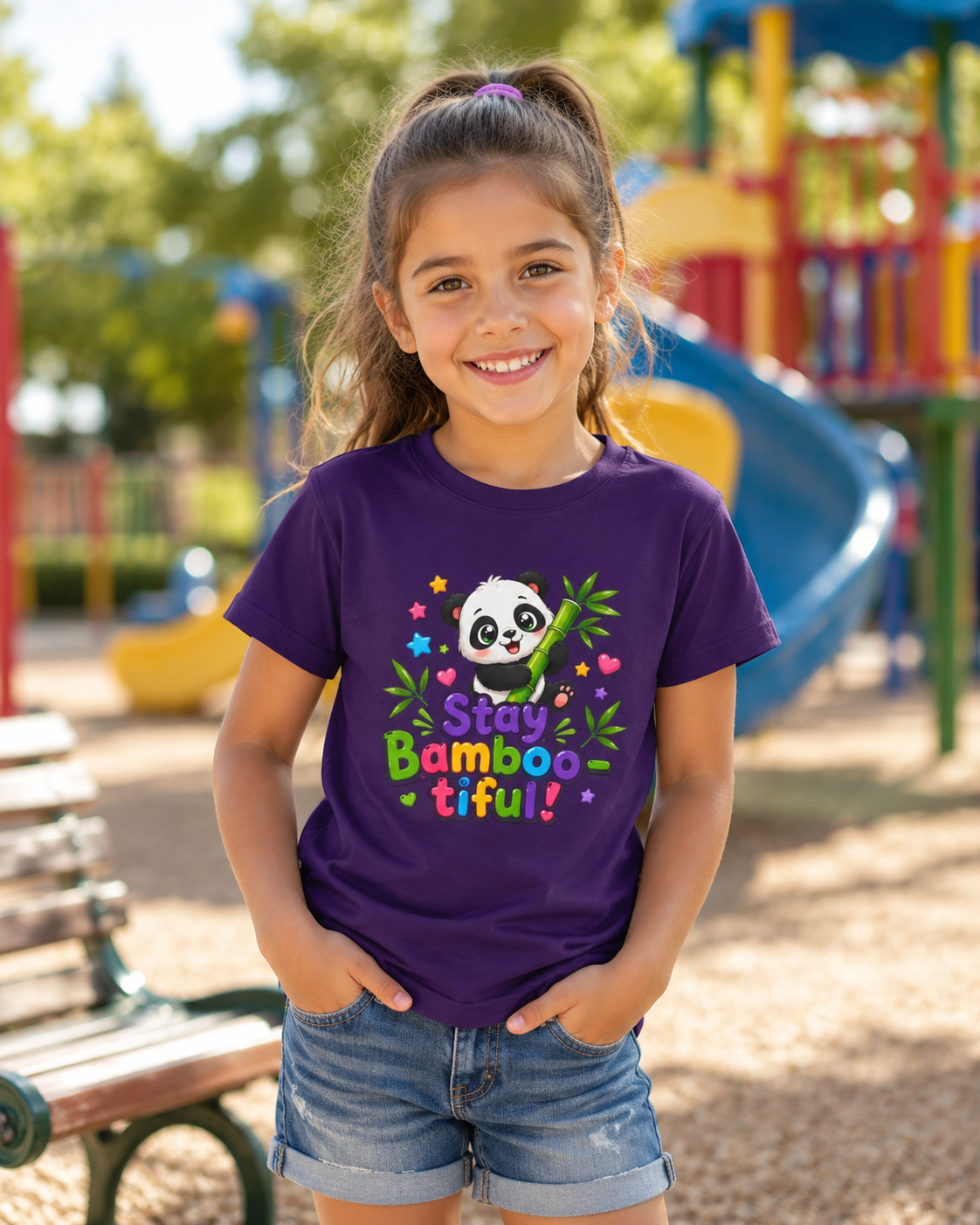 Kids Panda 'Stay Bambootiful!' T-Shirt — Cute Bamboo Forest Tee for Boys & Girls