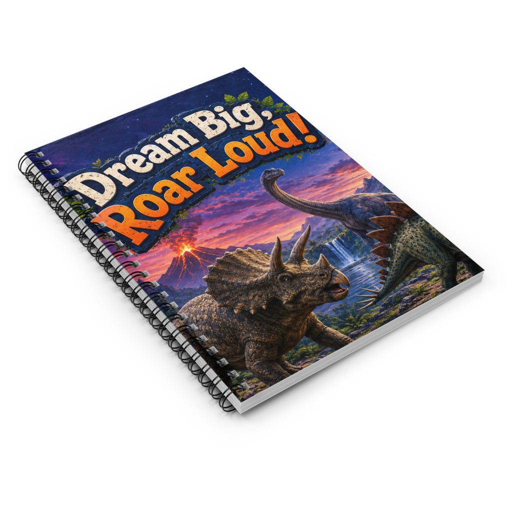 Dream Big Roar Loud! Dinosaur Spiral Notebook — Ruled Journal for Kids