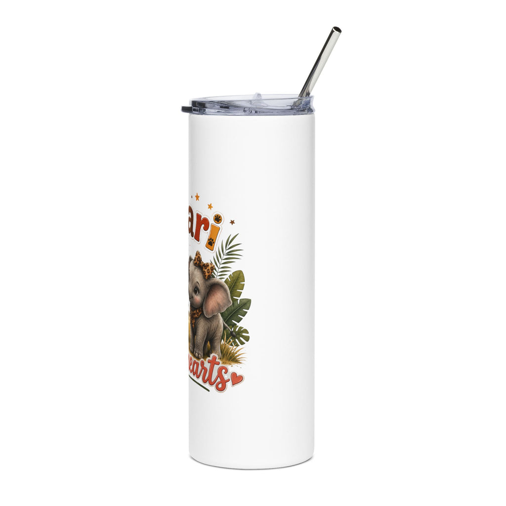Safari Sweetheart 20oz Stainless Steel Tumbler — Cute Elephant Couple Travel Cup