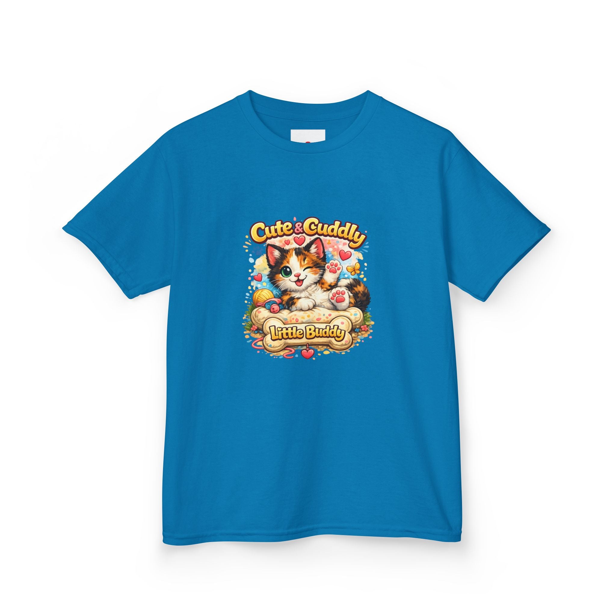 Kids T-Shirt — "Cute & Cuddly Little Buddy" Cat Graphic Tee