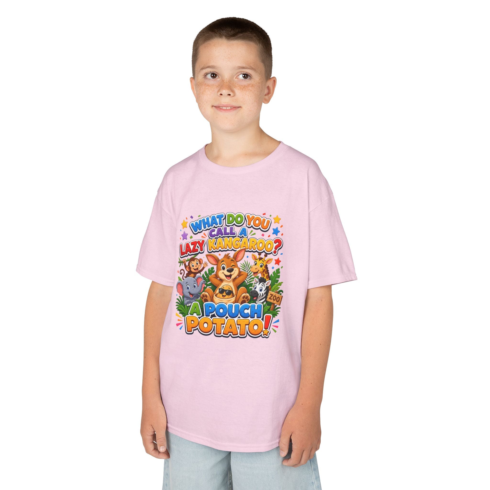 Lazy Kangaroo Pouch Potato Kids T-Shirt | Cute Animal Nursery Tee