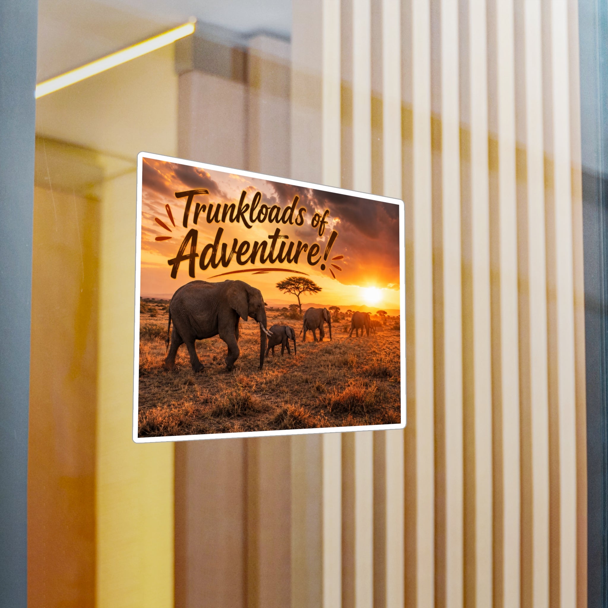 Trunkloads of Adventure Vinyl Sticker — Safari Elephant Kiss-Cut Decal
