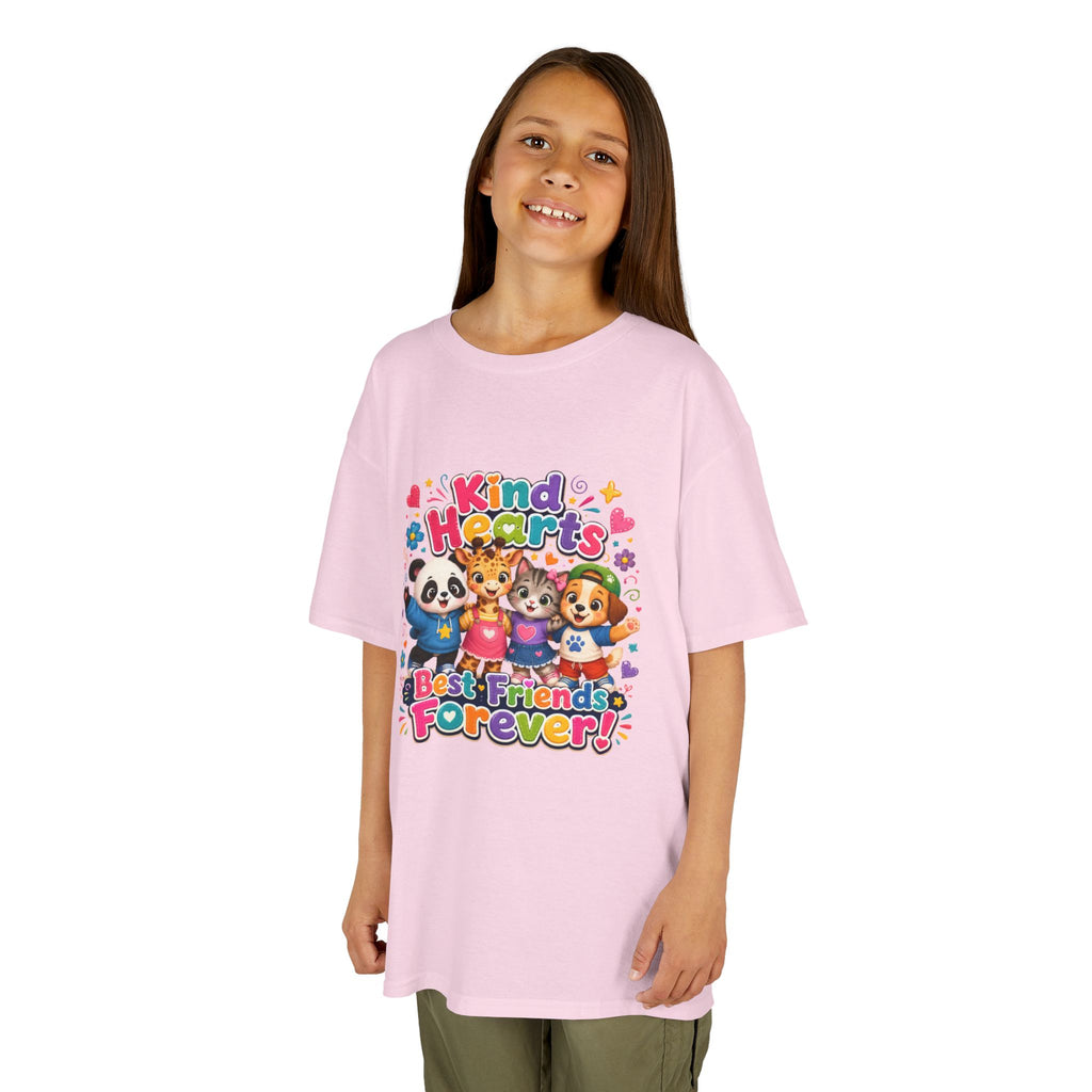 Kids Tee — "Kind Hearts Best Friends Forever" Colorful Cartoon Animals
