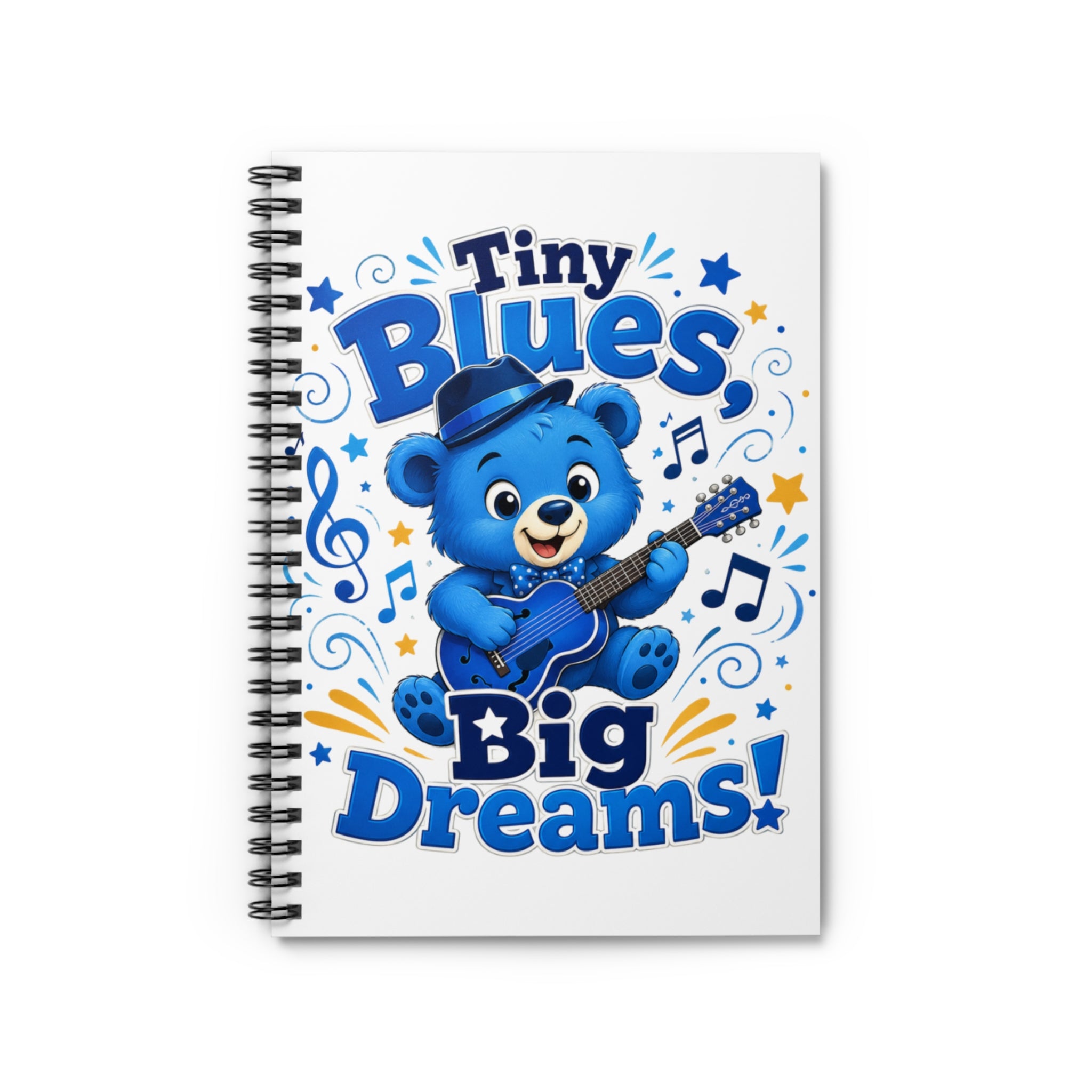 Tiny Blues, Big Dreams! Spiral Notebook — Cute Blue Bear Music Journal for Kids