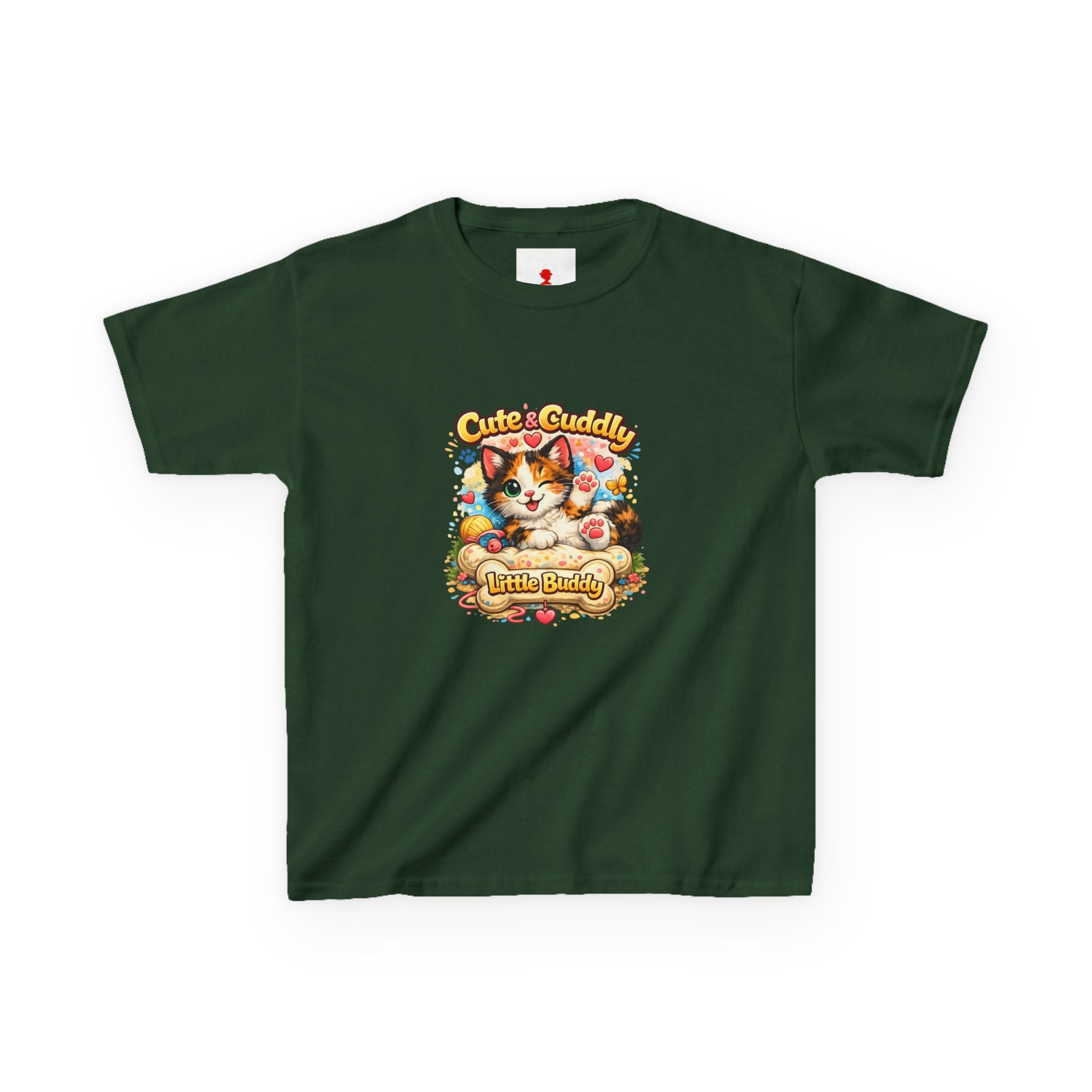 Kids T-Shirt — "Cute & Cuddly Little Buddy" Cat Graphic Tee